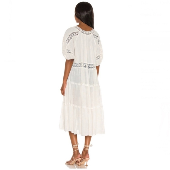 Free People Delilah Tiered Maxi Top Billowy Crochet Lace Embroidered Ivory S NWT - Picture 3 of 16
